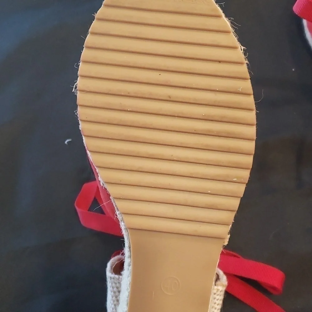 Emella Red suede heeled Esparille sandal